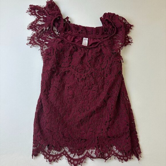 No Boundaries Tops - No Boundaries Top Womens Small Lace Off Shoulder Scalloped Lined Boho Cute
